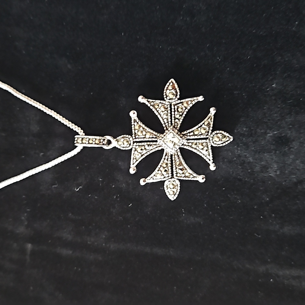 Pendant necklace Iron Cross with rhinestones